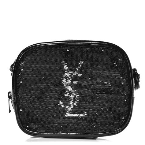 Saint Laurent Sequin Patent Monogram Blogger Bag .